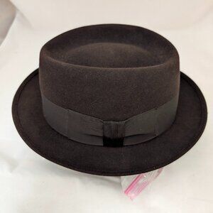 Vintage Royal Stetson Brown Fedora  hat 7-1/8 (2" Brim 4" Crown Teardrop)